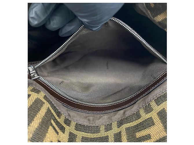 Fendi Vintage Zucca FF Logo Schultertasche Braun Schwarz - Ansicht 10