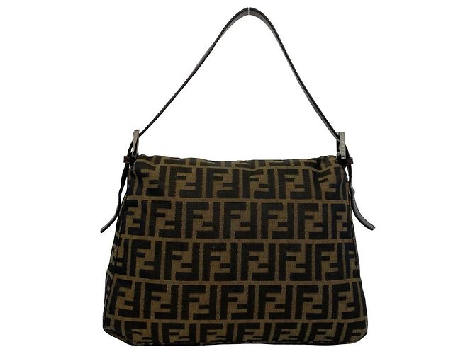 Fendi Vintage Zucca FF Logo Schultertasche Braun Schwarz - Ansicht 3