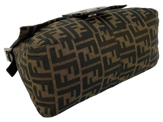 Fendi Vintage Zucca FF Logo Schultertasche Braun Schwarz - Ansicht 7