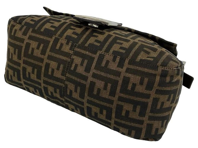 Fendi Vintage Zucca FF Logo Schultertasche Braun Schwarz - Ansicht 8