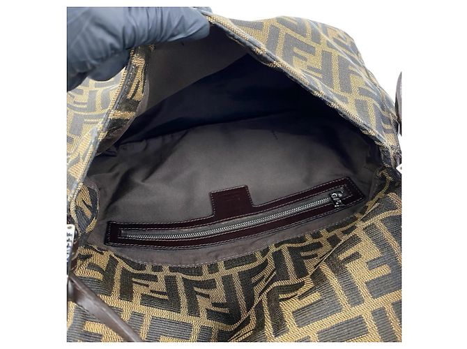Fendi Vintage Zucca FF Logo Schultertasche Braun Schwarz - Ansicht 9