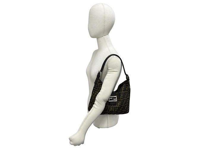 FENDI Vintage Zucca FF Logo Pattern Semi-Schultertasche Braun Schwarz - Ansicht 2
