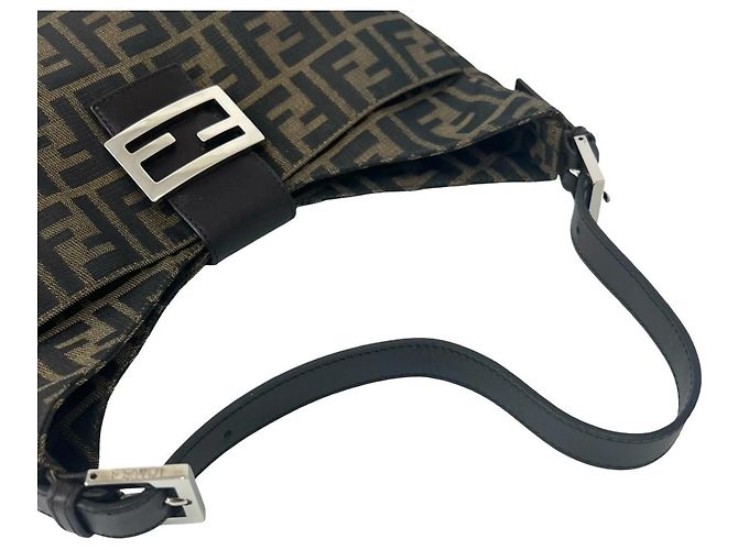 FENDI Vintage Zucca FF Logo Pattern Semi-Schultertasche Braun Schwarz - Ansicht 4