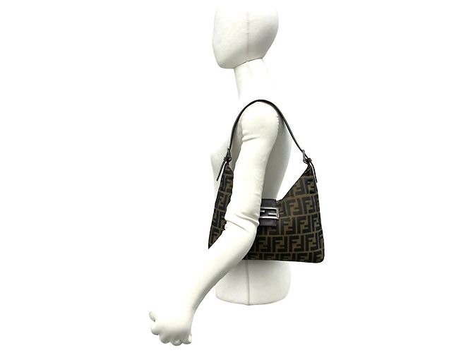 FENDI Vintage Zucca FF Logo Pattern Handtasche Braun Schwarz - Ansicht 2