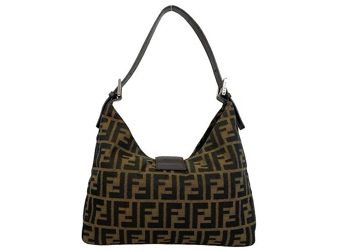 FENDI Vintage Zucca FF Logo Pattern Handtasche Braun Schwarz - Ansicht 3