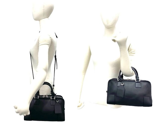 Borsa in pelle LOEWE Amazona 28 Anagram Logo Nero - vista 2