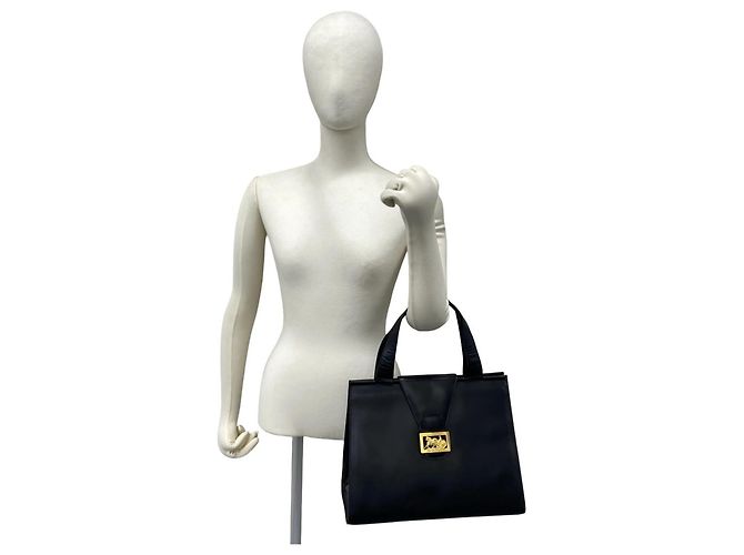 Céline Borsa a mano in pelle CELINE Vintage con logo carrozza Nero - vista 2