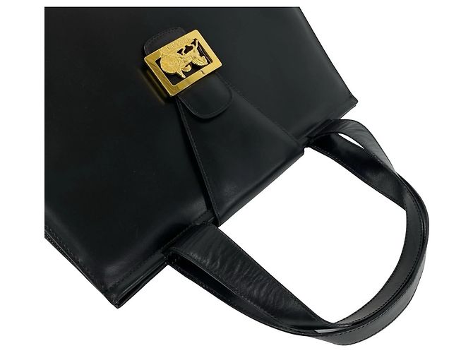 Céline Borsa a mano in pelle CELINE Vintage con logo carrozza Nero - vista 4