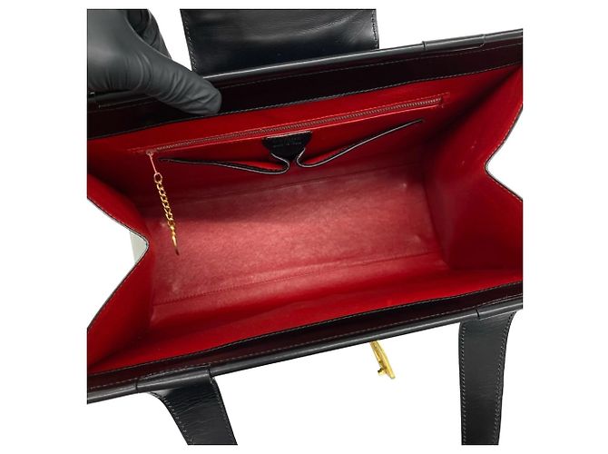 Céline Borsa a mano in pelle CELINE Vintage con logo carrozza Nero - vista 9