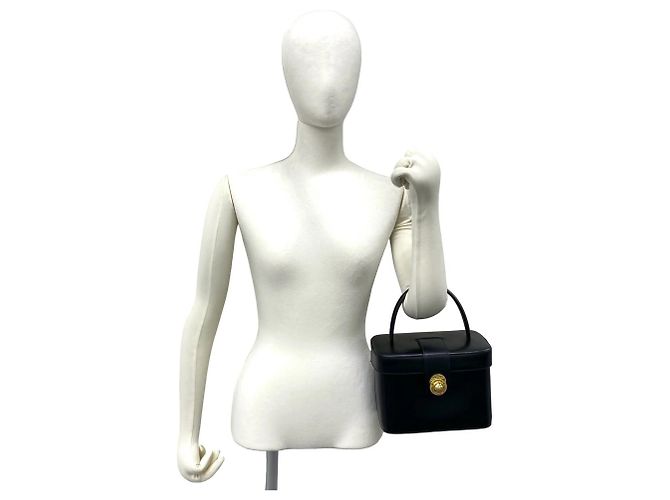 Céline Celine Vintage Starball Logo Hardware Lederhandtasche Schwarz - Ansicht 2