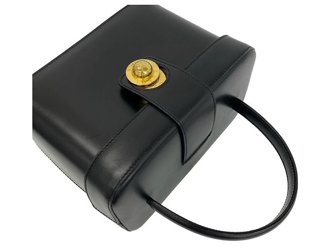 Céline Celine Vintage Starball Logo Hardware Lederhandtasche Schwarz - Ansicht 4
