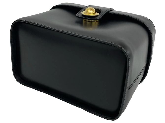 Céline Celine Vintage Starball Logo Hardware Lederhandtasche Schwarz - Ansicht 8