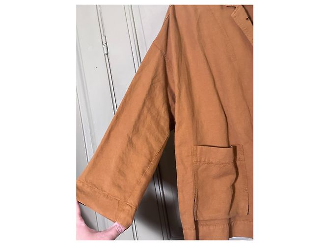 Autre Marque OSKA Chaqueta de lino marrón Castaño - vista 4