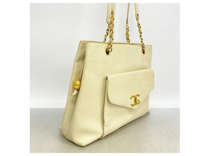 Borsa Tote Chanel in vitello martellato avorio Crudo - vista 2