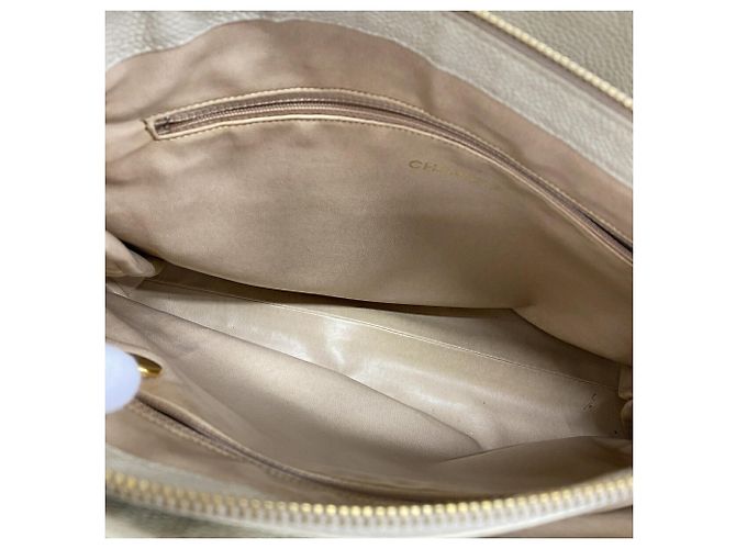 Borsa Tote Chanel in vitello martellato avorio Crudo - vista 4