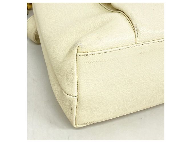 Borsa Tote Chanel in vitello martellato avorio Crudo - vista 6