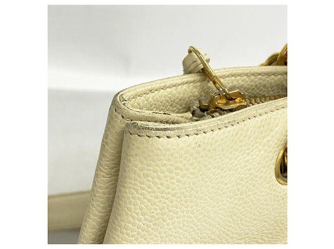 Borsa Tote Chanel in vitello martellato avorio Crudo - vista 7