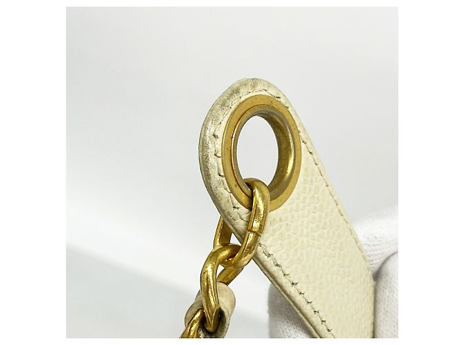 Borsa Tote Chanel in vitello martellato avorio Crudo - vista 8