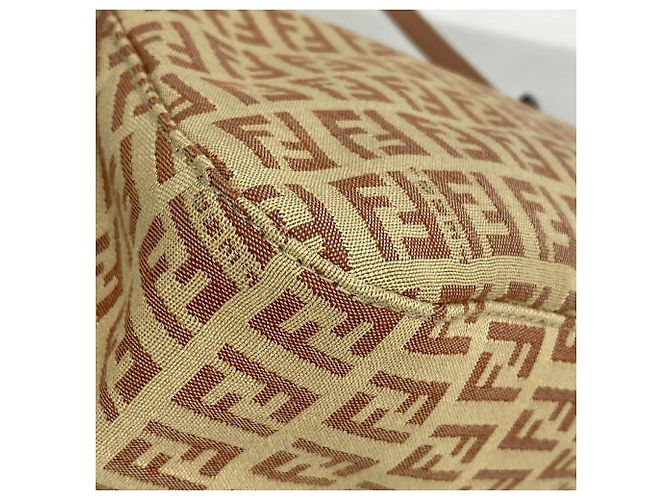 Borsa a mano Fendi Zucchino in nylon e canvas Rosa Beige - vista 10
