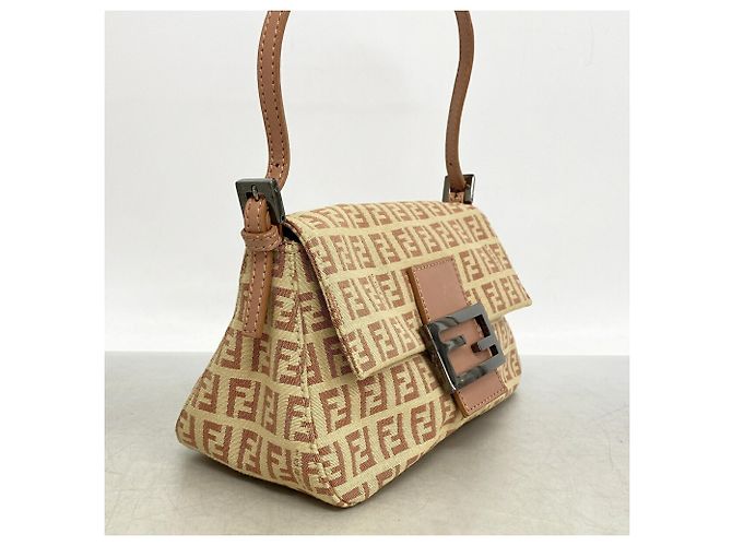 Borsa a mano Fendi Zucchino in nylon e canvas Rosa Beige - vista 2
