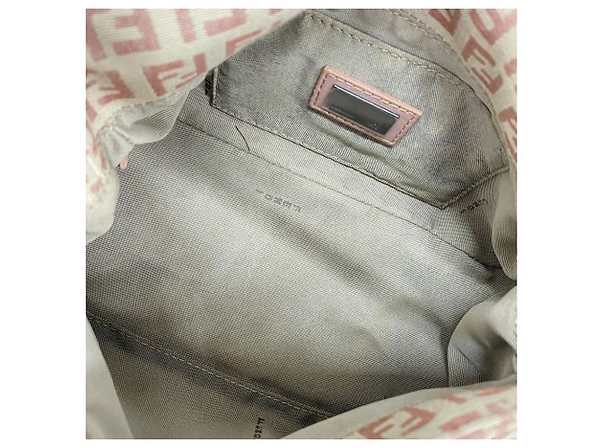 Borsa a mano Fendi Zucchino in nylon e canvas Rosa Beige - vista 4