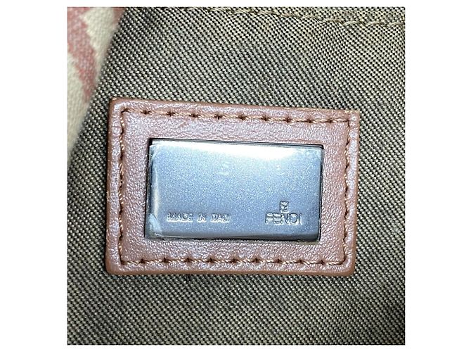 Borsa a mano Fendi Zucchino in nylon e canvas Rosa Beige - vista 5