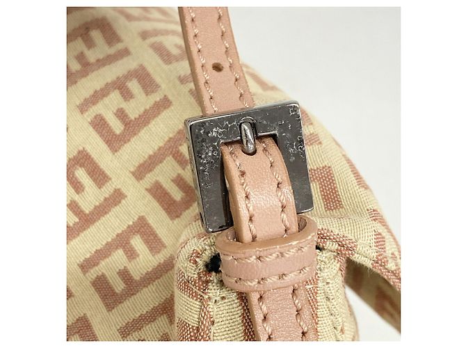 Borsa a mano Fendi Zucchino in nylon e canvas Rosa Beige - vista 7