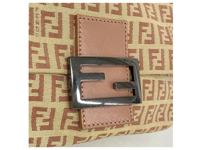 Borsa a mano Fendi Zucchino in nylon e canvas Rosa Beige - vista 8