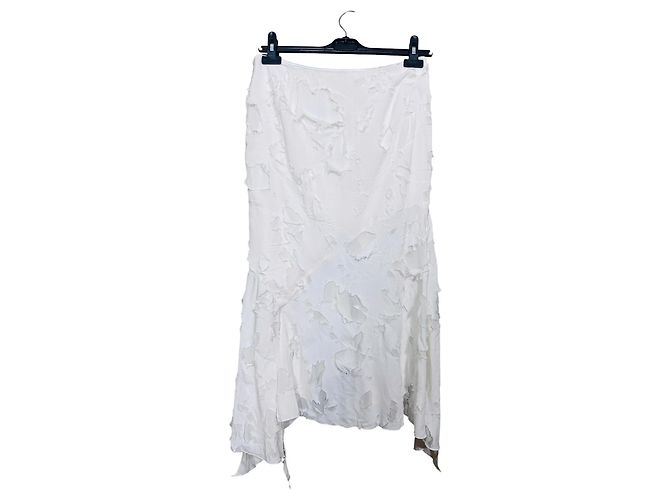 Autre Marque AVAVAV Falda midi blanca efecto rasgado Blanco - vista 8