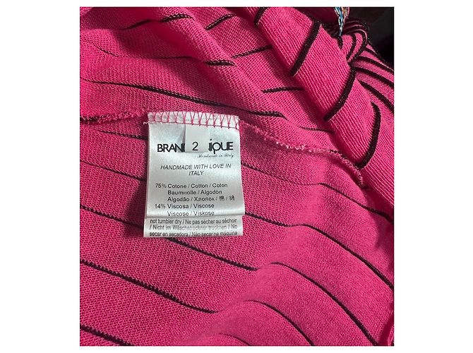 Autre Marque Brand Unique Strickkleid rosa gestreift mit geometrischen Schultern Schwarz Pink Mehrfarben - Ansicht 5