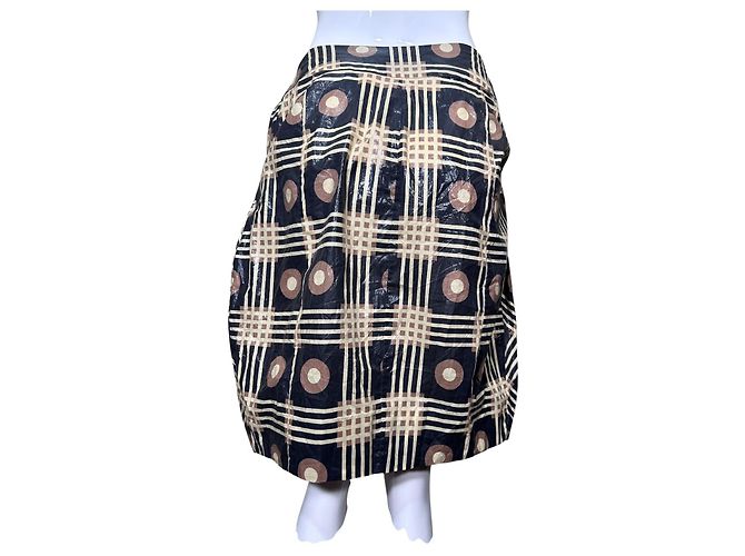 Marni Falda Bubble a cuadros marrón y beige Castaño Negro - vista 3
