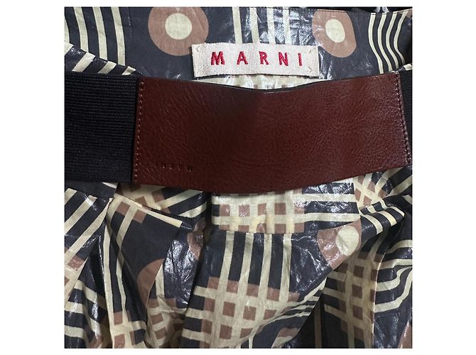 Marni Falda Bubble a cuadros marrón y beige Castaño Negro - vista 4
