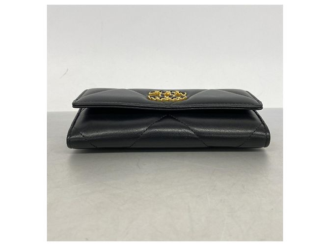 Cartera bi-fold Chanel de piel de cordero negra Negro - vista 2