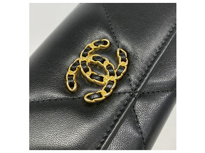 Cartera bi-fold Chanel de piel de cordero negra Negro - vista 6