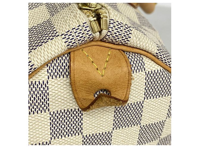 Borsa a mano Louis Vuitton Damier Azur Speedy 30 Bianco - vista 8