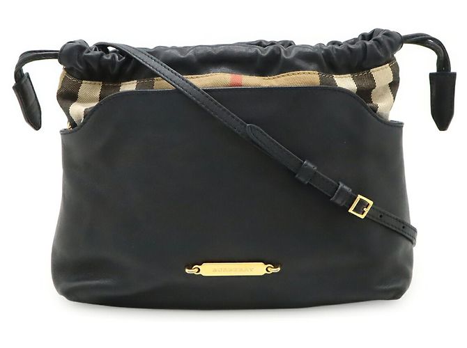 Borsa a tracolla in pelle Burberry Mega Check Marrone Nero - vista 2