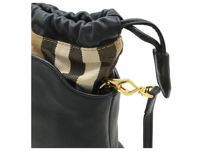 Borsa a tracolla in pelle Burberry Mega Check Marrone Nero - vista 5
