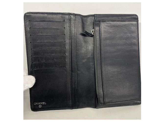 Portafoglio lungo Chanel in pelle di agnello nera Nero - vista 3