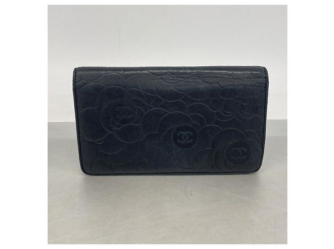 Portafoglio lungo Chanel in pelle di agnello nera Nero - vista 8