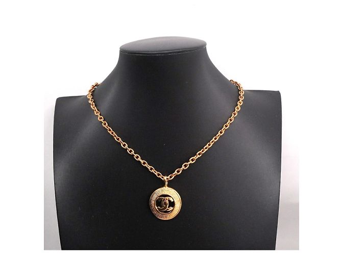 Chanel Coco Mark Circle vergoldete Halskette Golden - Ansicht 7