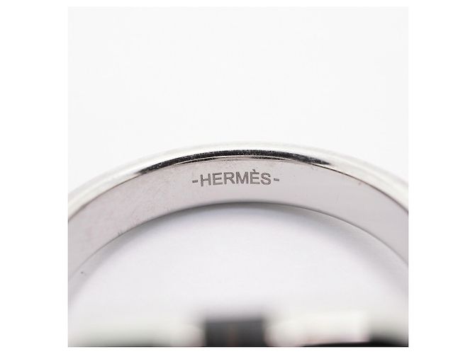 Ring Bague Maillon en métal Hermès Noir Argenté - vue 4