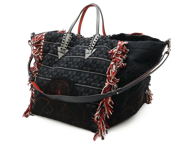 Borsa Tote/Spalla Christian Louboutin Portugaba Nero Bianco Rosso - vista 3