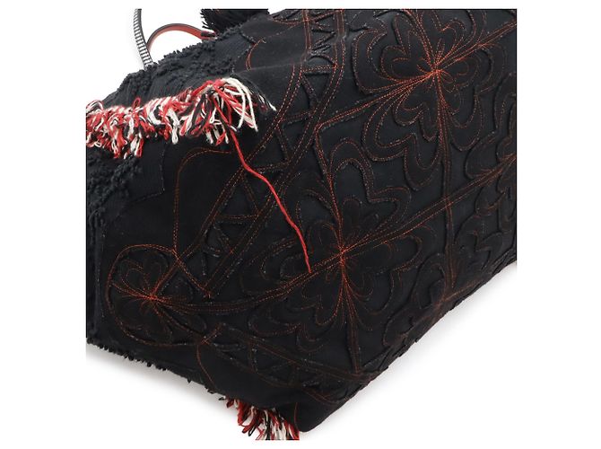 Borsa Tote/Spalla Christian Louboutin Portugaba Nero Bianco Rosso - vista 4