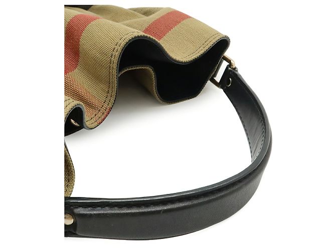 Burberry Ashby Medium Hobo Nova Check Schultertasche Braun Schwarz Rot - Ansicht 5
