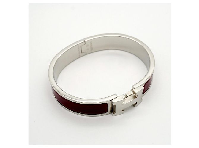 Bracelet Hermès Métal Argenté Rouge - vue 2
