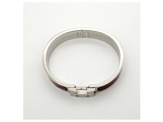 Bracelet Hermès Métal Argenté Rouge - vue 3