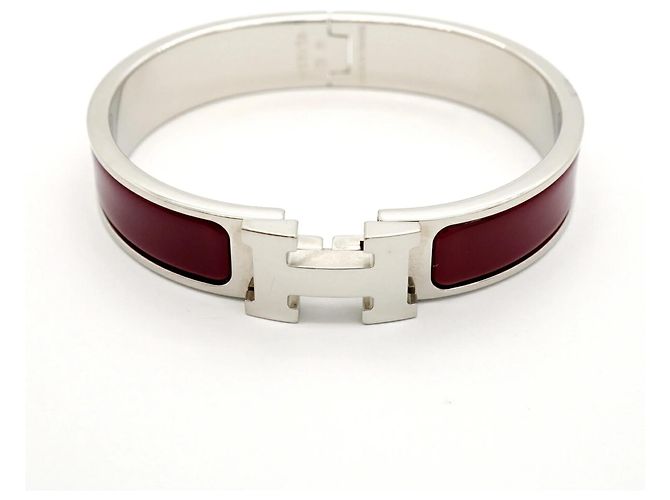 Bracelet Hermès Métal Argenté Rouge - vue 4