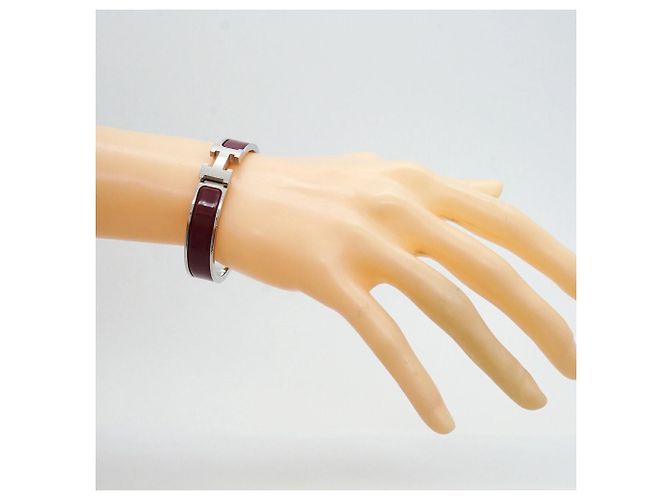 Bracelet Hermès Métal Argenté Rouge - vue 6