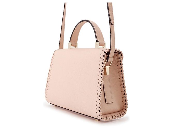 Bolsa de mão Valextra Micro Iside em couro com ponto blanket Rosa - vista 2