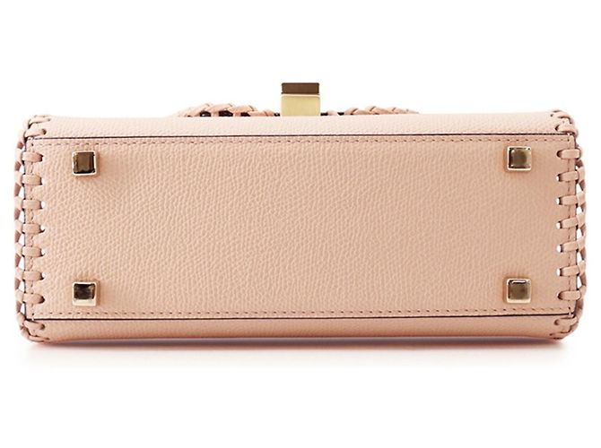 Bolsa de mão Valextra Micro Iside em couro com ponto blanket Rosa - vista 3
